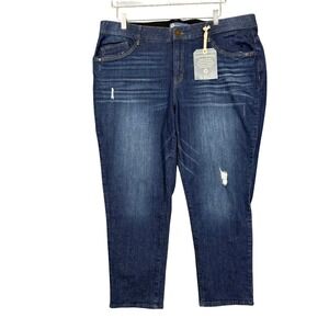 Democracy Jeans Womens 20W‎ Blue Ab Solution Distressed Dark Wash Denim NWT